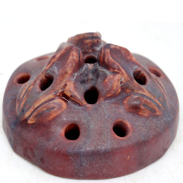 American Van Briggle Pottery Mulberry Three-Frog Figural Flower Frog