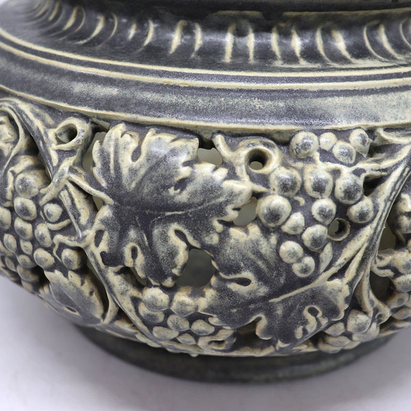 Vintage American Pottery Reticulated Grapevine Bowl / Planter