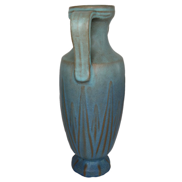 Tall American Van Briggle Pottery King's Blue Yucca Leaves Vase