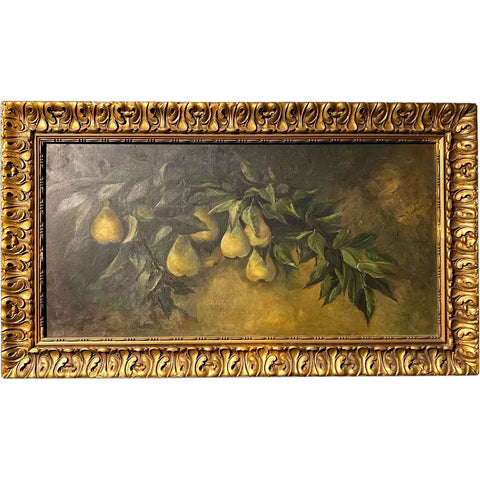 M. BRADLEY Oil on Canvas Painting, Pear Tree Branch