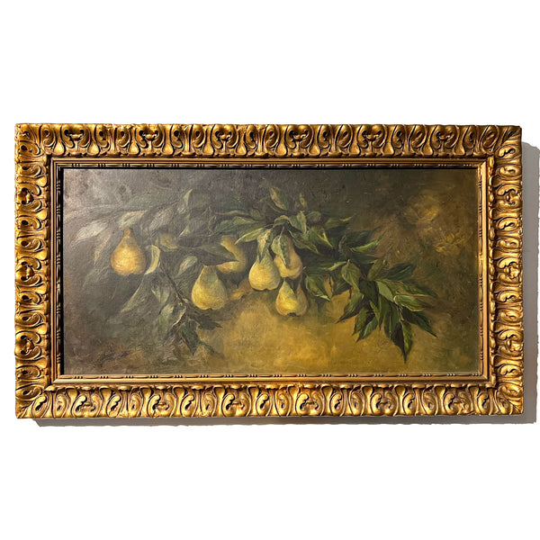 M. BRADLEY Oil on Canvas Painting, Pear Tree Branch