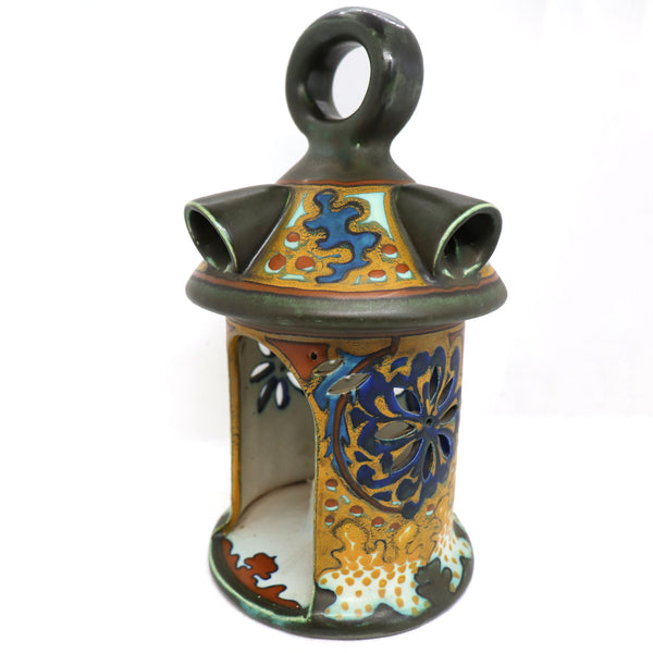 Scarce Dutch PZH Gouda Rhodian Pottery Sana Pattern Candle Lantern