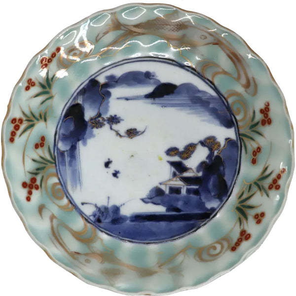 Chinese Qing Porcelain Celadon, Cobalt Blue and White Plate