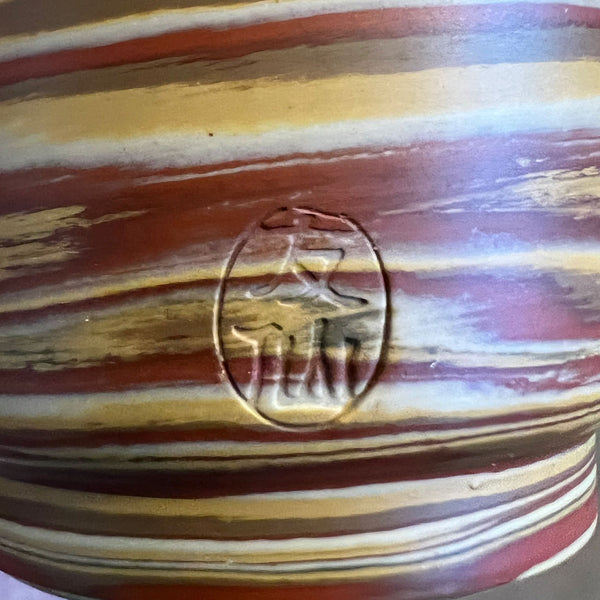 Japanese Yusen II Tokoname Ware Neriage Pottery Marbled Teacup and Lid