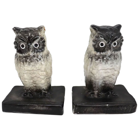 Pair American Northwestern Terra Cotta Company Glazed Owl Bookends