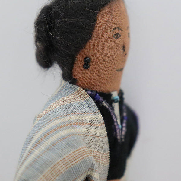 Vintage Native American Navajo Handmade Cloth Beaded Doll of a Lady