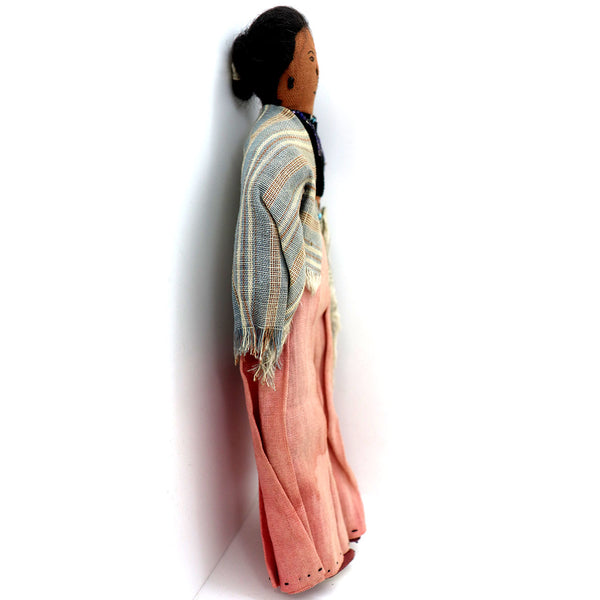 Vintage Native American Navajo Handmade Cloth Beaded Doll of a Lady