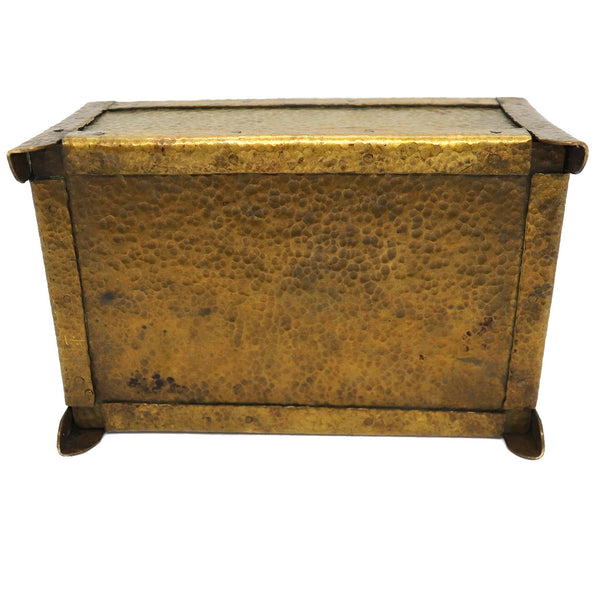 Arts and Crafts Hammered Riveted Brass Rectangular Open Desk Box