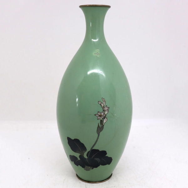 Japanese Cloisonné Enamel Brass Mounted Lily Flower Bottle Vase