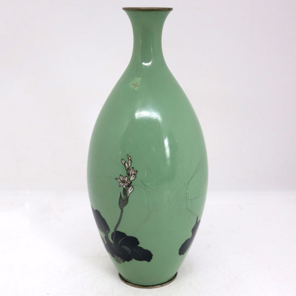 Japanese Cloisonné Enamel Brass Mounted Lily Flower Bottle Vase