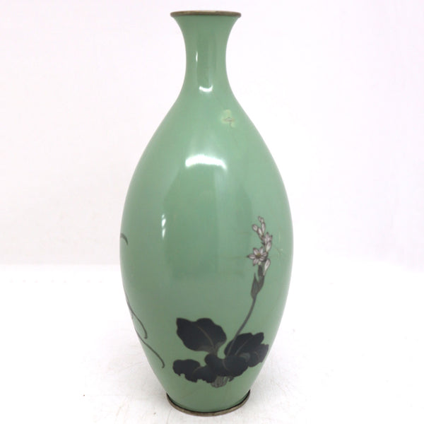 Japanese Cloisonné Enamel Brass Mounted Lily Flower Bottle Vase