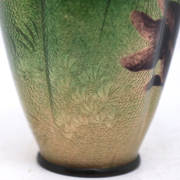 Small Japanese Meiji Ota Toshiro Ginbari Cloisonné Enamel Koi Fish Vase