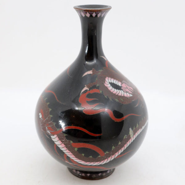 Japanese Meiji Bronze Mounted Cloisonne Enamel Dragon Vase