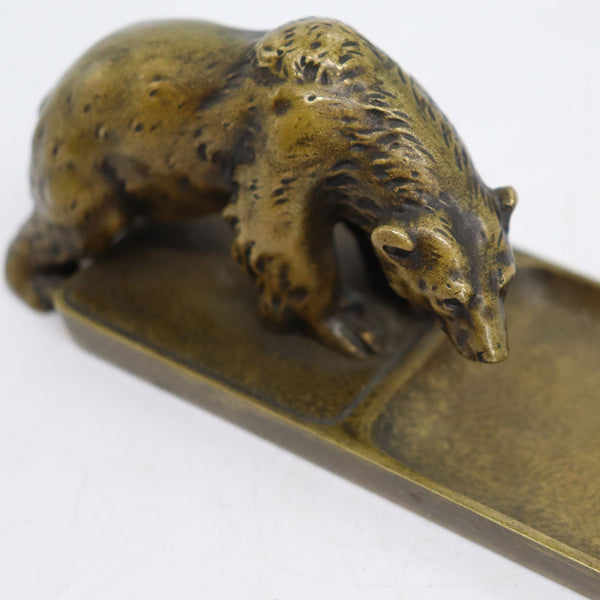 German / Austrian Cast Bronze Figural Bear Pen Desk Tray