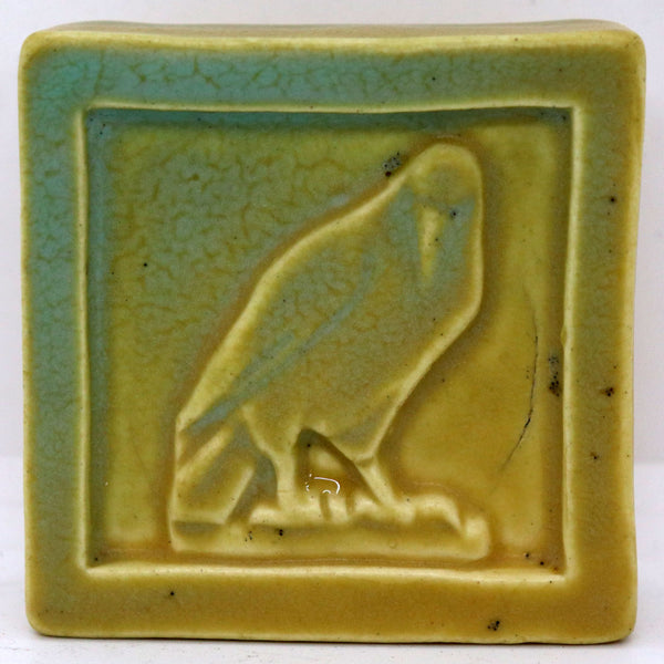 American Rookwood Pottery Raven Bird Square Paperweight