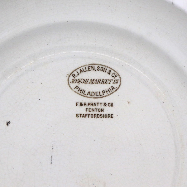 English Prattware Transferware Pottery Philadelphia 1876 Centennial Plate