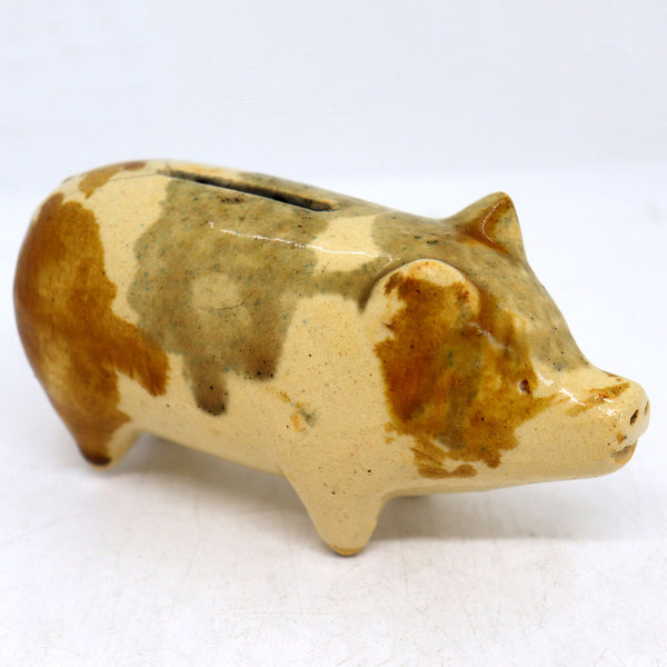 American Early Roseville Yellow Ware Pottery Piggy Bank