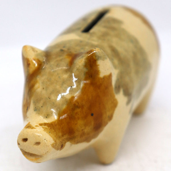 American Early Roseville Yellow Ware Pottery Piggy Bank