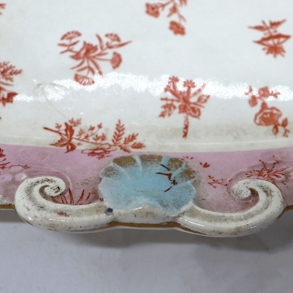 English Staffordshire Pottery Transferware Cheese Keeper Cover and Tray