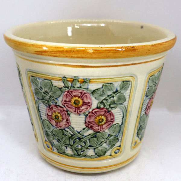 Vintage American Weller Pottery Roma Wild Rose Planter / Flower Pot