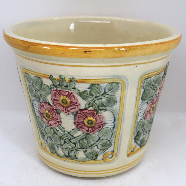 Vintage American Weller Pottery Roma Wild Rose Planter / Flower Pot