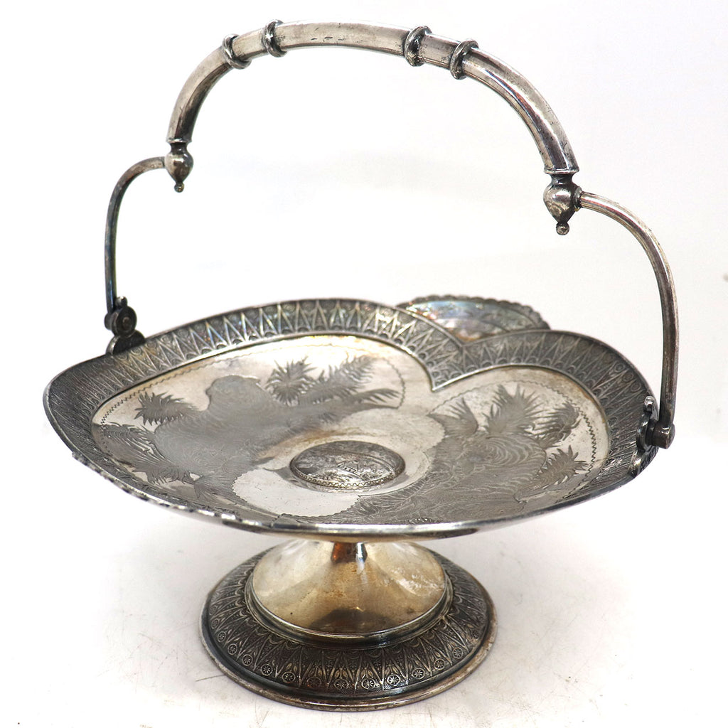 American Wilcox Silverplate Company Quadruple Plate Tiger Bride's Basket