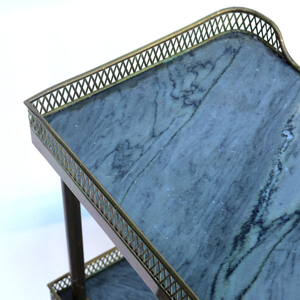 Continental Brass and Marble Two-Tier Gallery Side Table