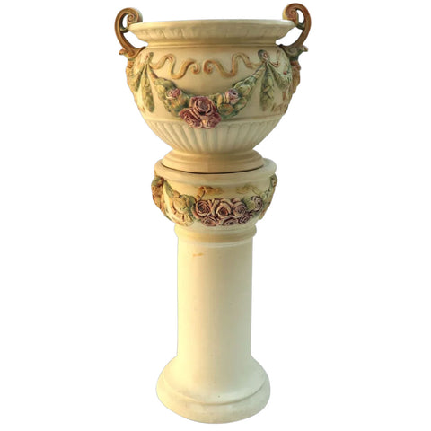 American Weller Pottery Roma Planter Urn and Pedestal