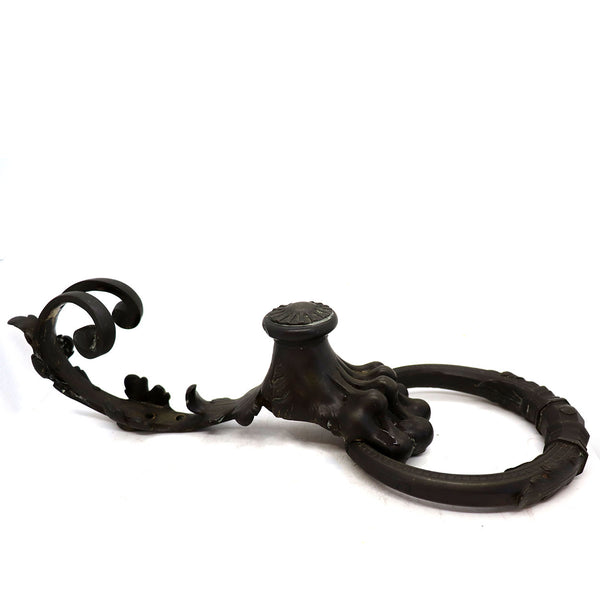 Italian Cast Bronze and Iron Lion Paw and Ring Door Knocker