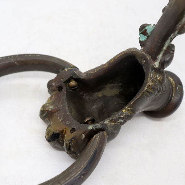 Italian Cast Bronze and Iron Lion Paw and Ring Door Knocker