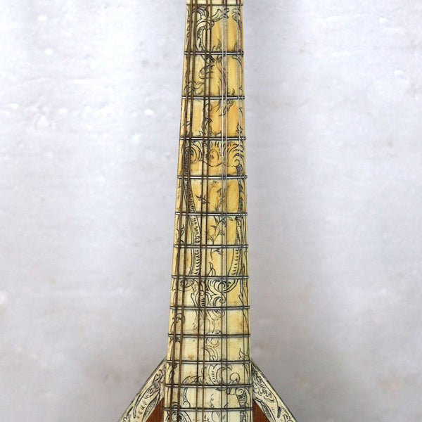 Italian Penwork Ivory Mounted and Painted Wood Mandolin