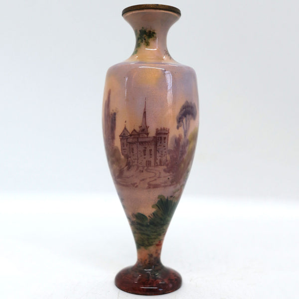 French Limoges Foil Enamel on Copper Portrait Cabinet Vase