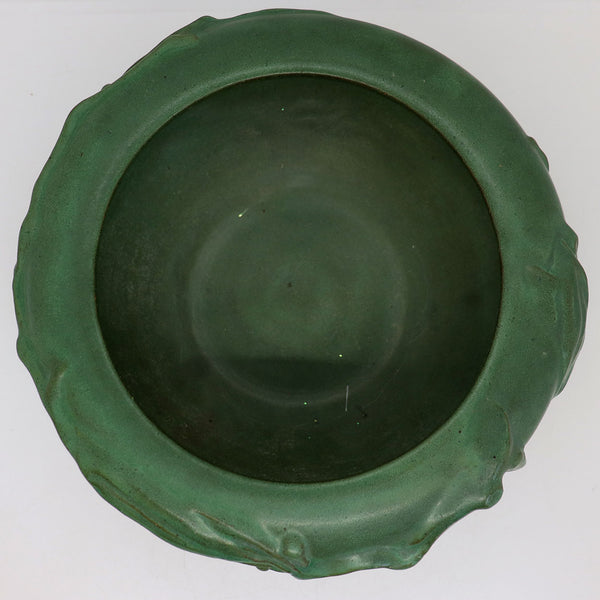 Vintage American Peters and Reed Pottery Matte Green Low Bowl