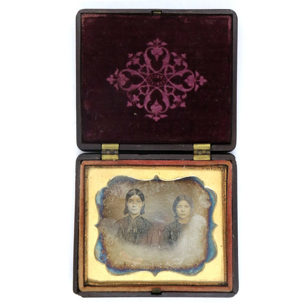 American Thermoplastic Union Case Ambrotype Photograph of Two Sisters