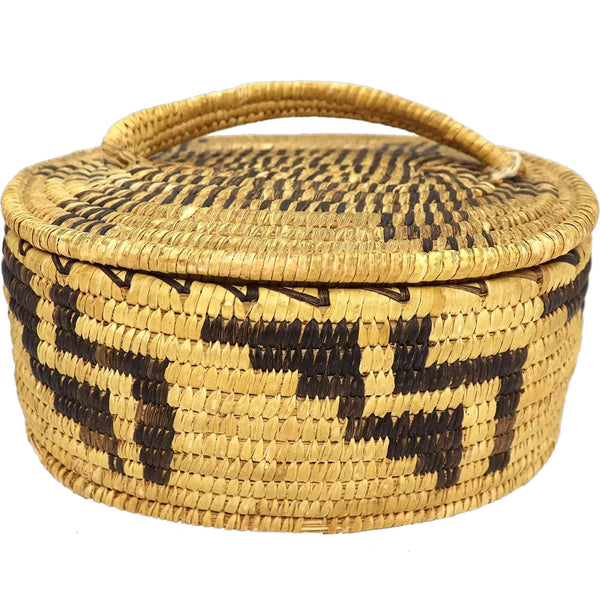 Vintage Native American Pima / Papago (Tohono O'odham) Oval Basket with Lid