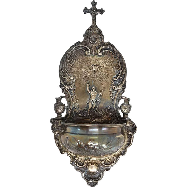 Dutch Sterling 930 Silver Ecclesiastical Holy Water Wall Font