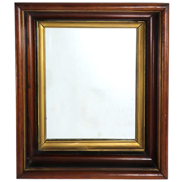 Small American Walnut Framed Gilt Lined Wall Mirror