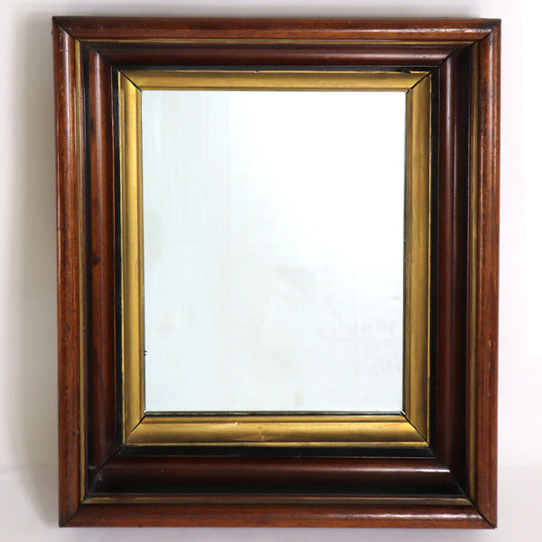 Small American Walnut Framed Gilt Lined Wall Mirror