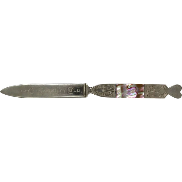 Rare American Abalone and Nickel Canon City Prison Made Letter Opener