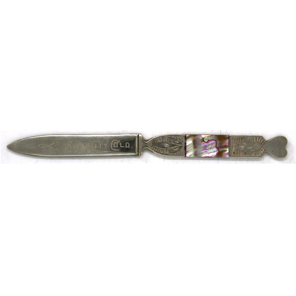 Rare American Abalone and Nickel Canon City Prison Made Letter Opener