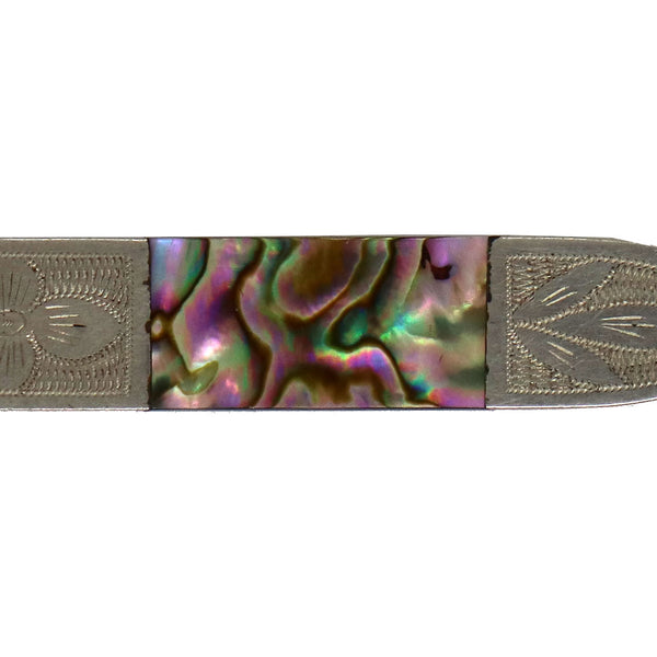 Rare American Abalone and Nickel Canon City Prison Made Letter Opener