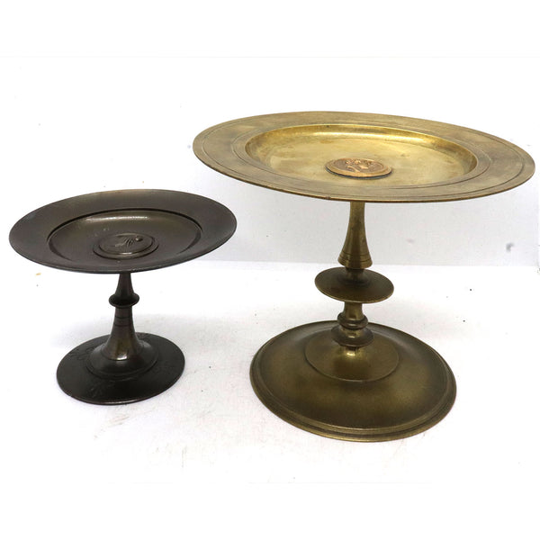 Two French Neoclassical Brass and Bronze Compotes / Calling Card Trays