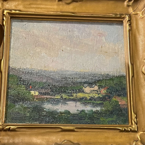 American School Oil on Artist Board Painting, Landscape