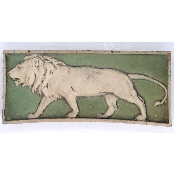 Rare American Hartford Faience Glazed Earthenware Lion Curved Architectural Tile