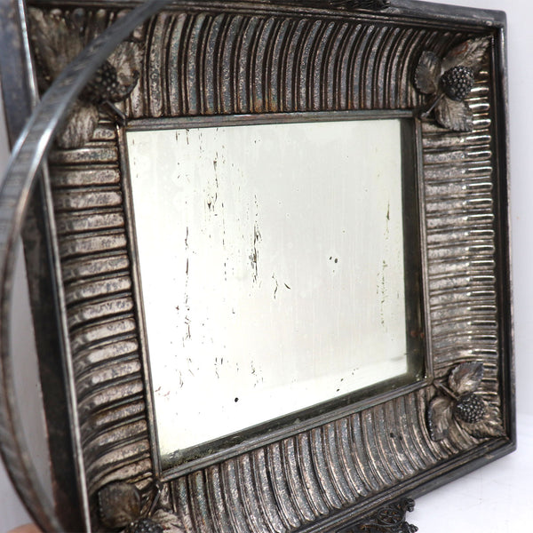 American Victorian Silverplate and Mirror Square Bride's Basket