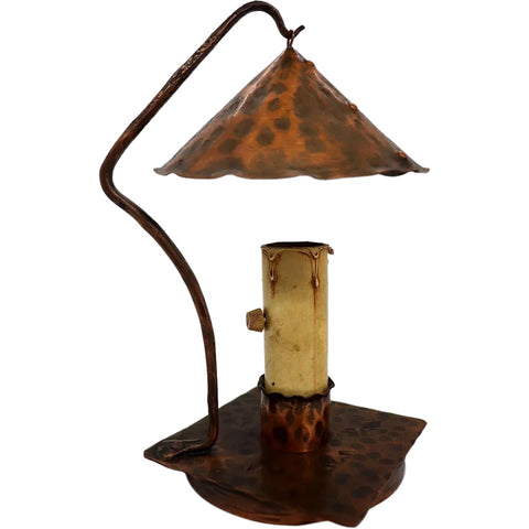 American Erhard Glander Hammered Copper Candlestick-Form Table Lamp