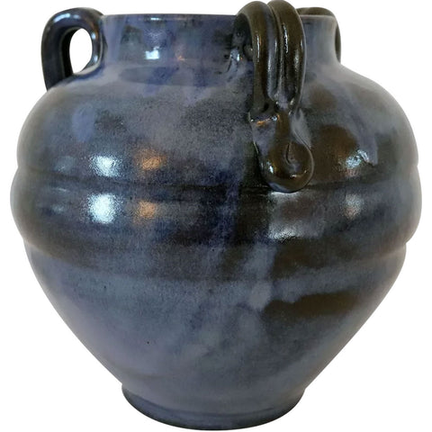 American North Carolina C.B. Craven for Teague Pottery Stoneware Blue Vase