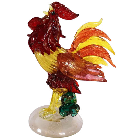 Vintage Italian Murano Hand Blown Glass Rooster Figurine