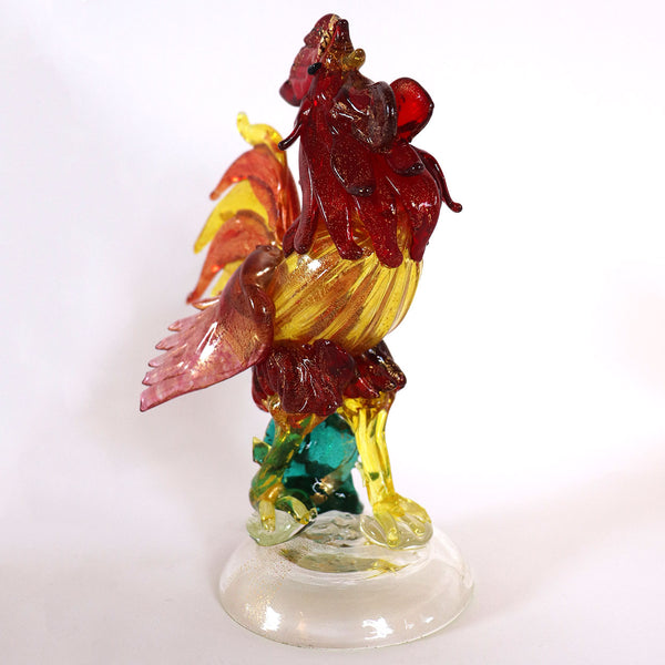 Vintage Italian Murano Hand Blown Glass Rooster Figurine