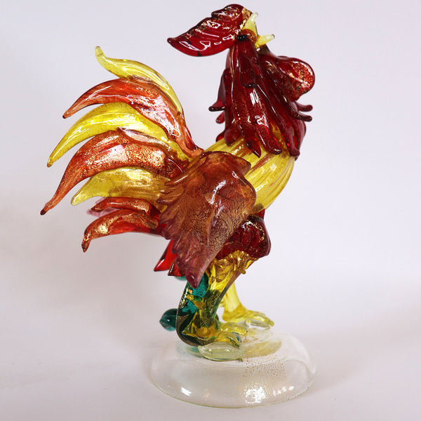 Vintage Italian Murano Hand Blown Glass Rooster Figurine